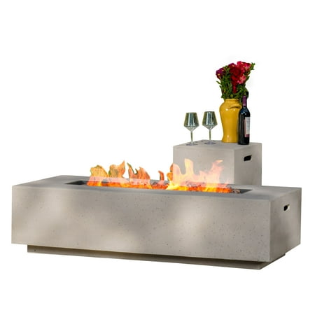Jaxon Outdoor 56 Rectangular Propane Fire Table with Lava Rocks, Eggshell