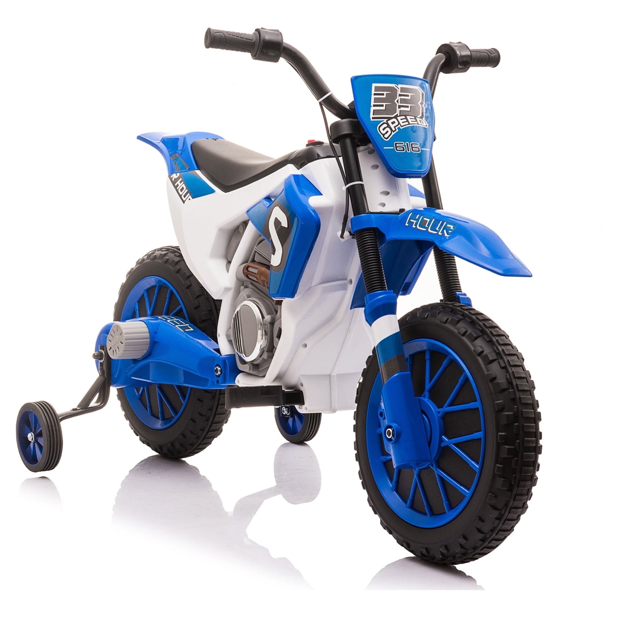Jaxpety 12V Electric Kids Motorcycle,Ride on Toy for Boy&Girl,w/Training Wheels,Age 3-6,Blue