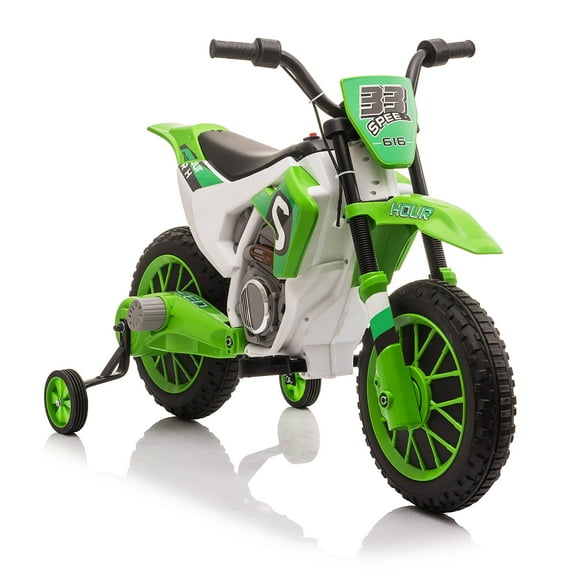 Jaxpety 12V Electric Ride on Motorbike Toy for Boy&Girl,w/Training Wheels,Age 3-6,Green