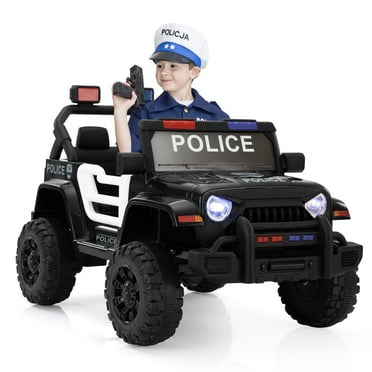 Jaxpety 12V Ride On Police Car for Girls & Boys, Battery Powered Police Jeep Cop Cars with 2.4G Remote Control,Music, Headlights, MP3 Player and Power Display,Black