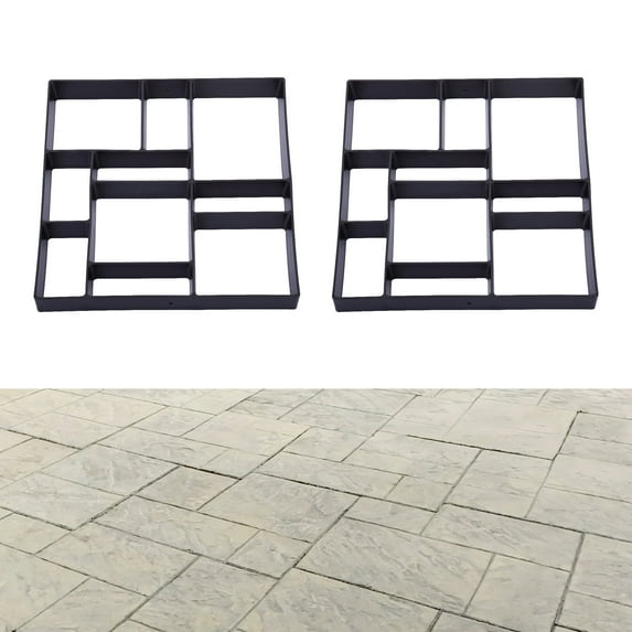 Jaxpety 2 Pack Garden Paver Mold Concrete Paver Stepping Stone Mold Walk Maker Reusable Mold,Black