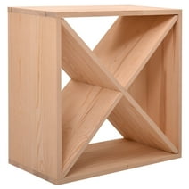 Jaxpety 24 Bottle Wine Rack Holder Compact Cellar Cube Bar Storage Kitchen Decor Wood Display Home, Natural