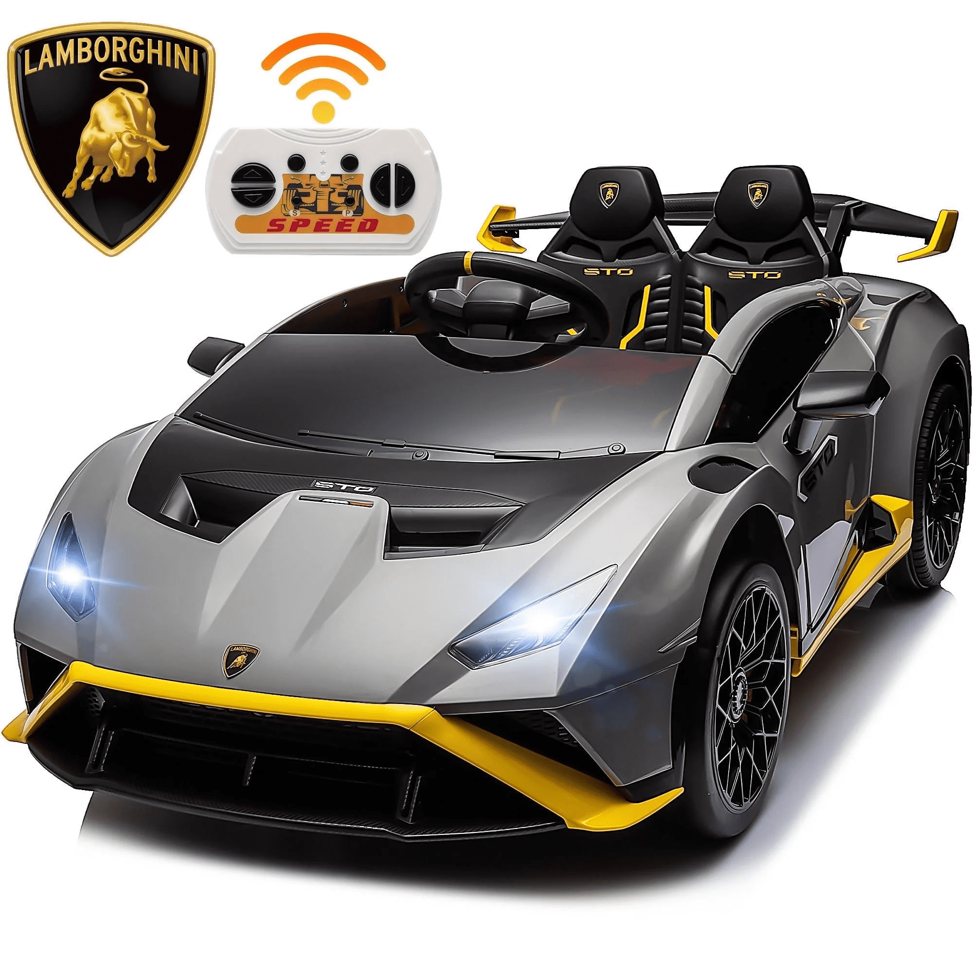 Lamborghini Huracan Sto 24V Kids Electric Ride-On Drift Car: Speeds 1.86-5.59 MPH, Ages 3-8, Foam Front Wheels, 360° Spin, LED Lights, Dynamic Music, Early Learning, USB Port, Drift Feature main image 1