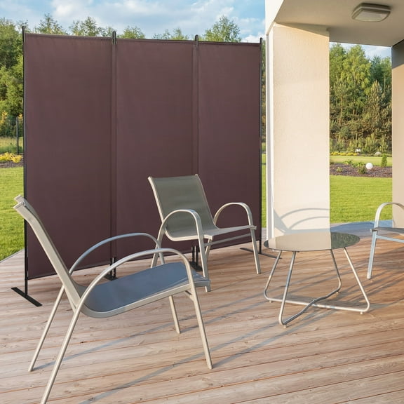 Jaxpety 3 Panel Room Divider 6 ft Tall Folding Privacy Screen Wall Partition for Home Office, Brown