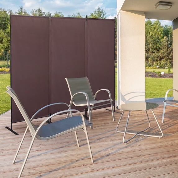 Jaxpety 3 Panel Room Divider 6 ft Tall Folding Privacy Screen Wall Partition for Home Office, Brown