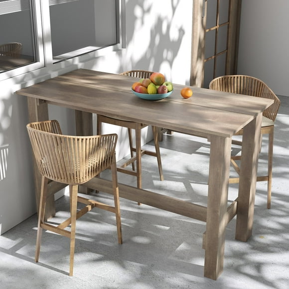 Sandinrayli 35.6''H Rustic Counter Height Wood Dining Table for Kitchen Living Room, Bar Cafe, Rustic Brown