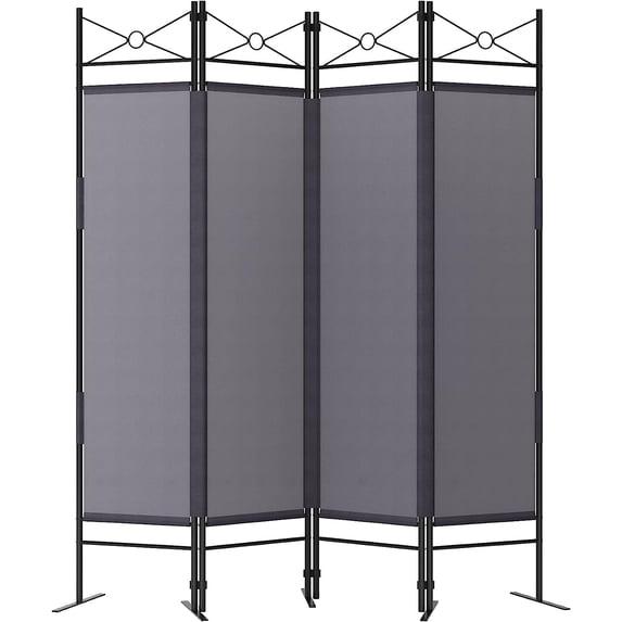 Jaxpety 4 Panel Room Divider W/ Leg Support 5.9 ft Folding Wall Partition for Home Office, Gray