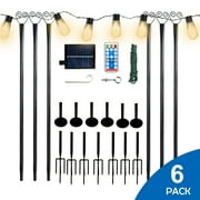 Jaxpety 6 Pack 9 ft Outdoor Light String Poles, 25 LED Bulbs Powered by Solar Energy, 8 Light Modes with Remote Control, Christmas Halloween Decor Light for Backyard Garden Patio, Horn Shape