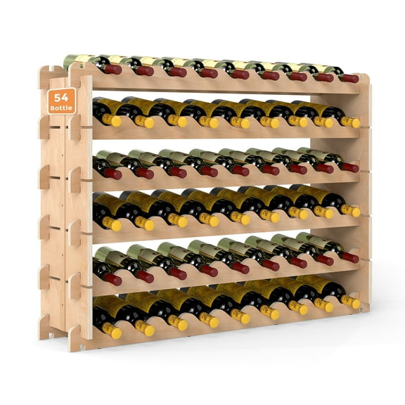Jaxpety 6-Tier Stackable Wine Rack Freestanding Modular Bottle Storage Display Shelf for Cellar Kitchen