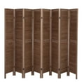 thumbnail image 1 of Jaxpety 67" High 8 Panel Louvered Wood Room Divider Folding Privacy Screen Wall Partition, Brown, 1 of 8