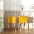 thumbnail image 1 of Jaxpety Mid-Century Modern Set of 2 Nightstand End Table W/ 2 Drawers for Bedroom Living Room, Yellow, 1 of 12
