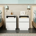thumbnail image 1 of Jaxpety Rotatable Nightstand with 2 Drawers for Bedroom Closet, Living Room College Dorm,White, 1 of 9