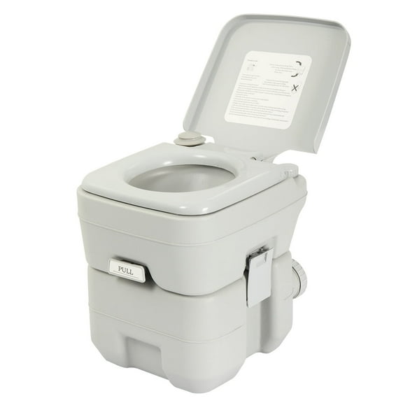 Jaxpety Portable Toilet, 20L/5.28 Gallon Outdoor Commode with Detachable Tank for Camping, Boating, Hiking and Traveling, Gray