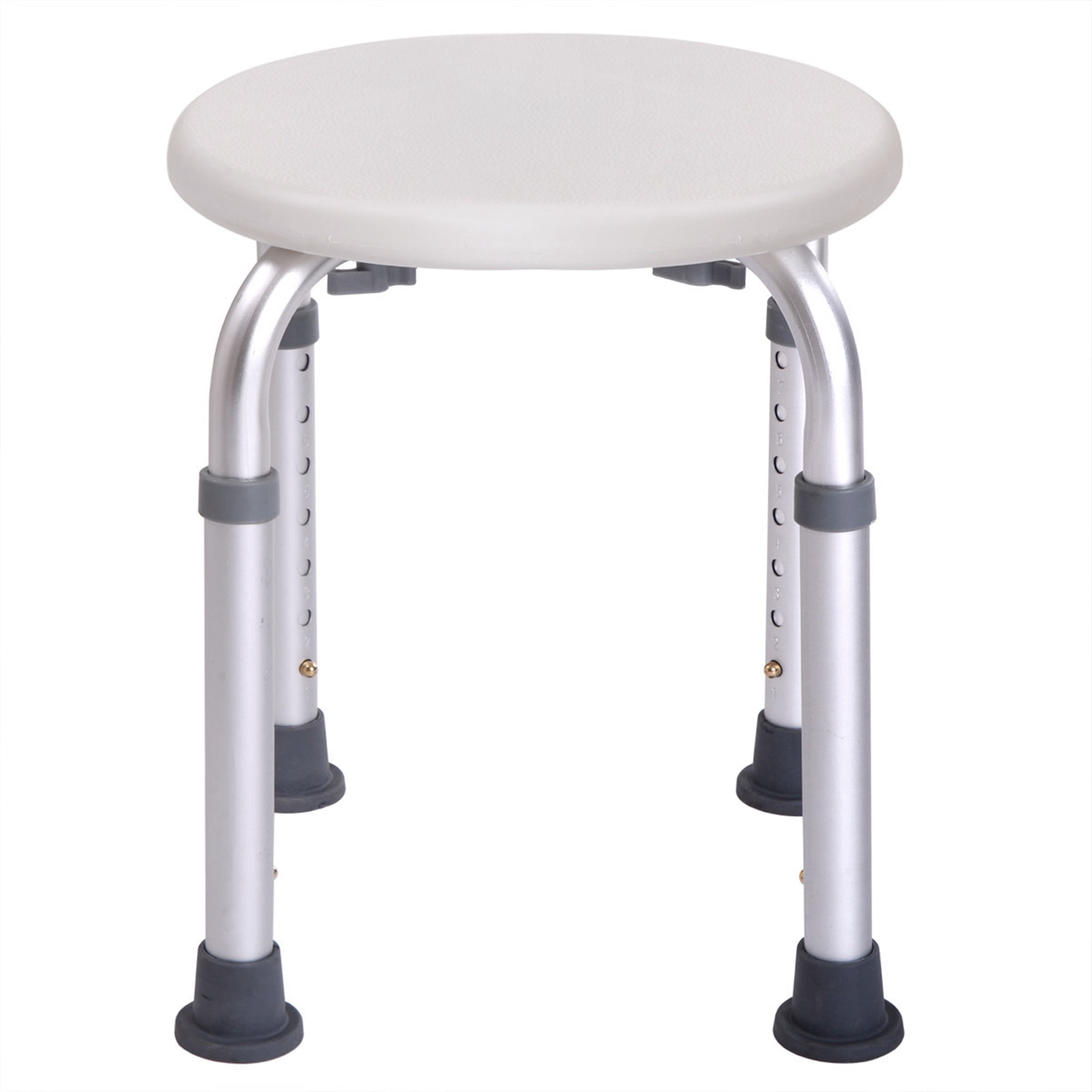 Jaxpety Round Shower Stool with Adjustable Height for Elderly and Disabled W/ Aluminium Alloy Legs, White