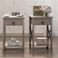 Jaxpety Set of 2 Nightstand xDesign Farmhouse Sofa End Side Table