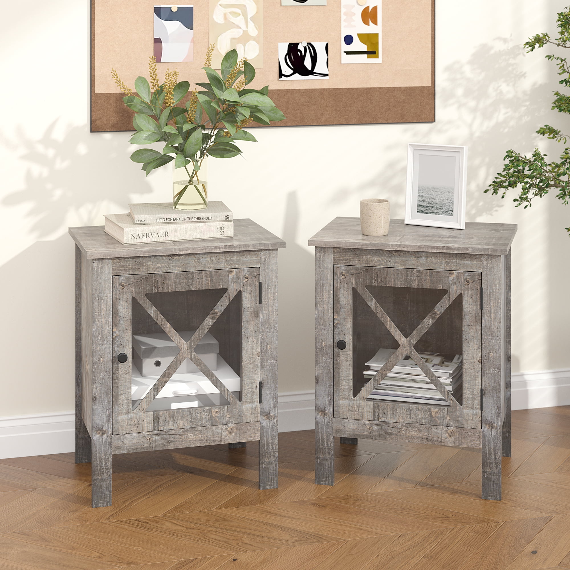 Glass nightstand set of 2 deals