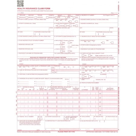 Jaxplaza Insurance Claim Form ver 02/12, White, 2,500 Sheets (CMS-1500)
