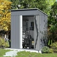 thumbnail image 1 of Jaxsunny 5 x 3 ft Outdoor Storage Metal Shed with Sloping Roof,Single Lockable Door and Vents for Patio Lawn Backyard,Gray, 1 of 9