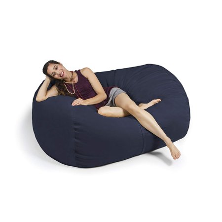 Jaxx 5.5 Foot Lounger Bean Bag Loveseat For Adults - Microsuede Navy