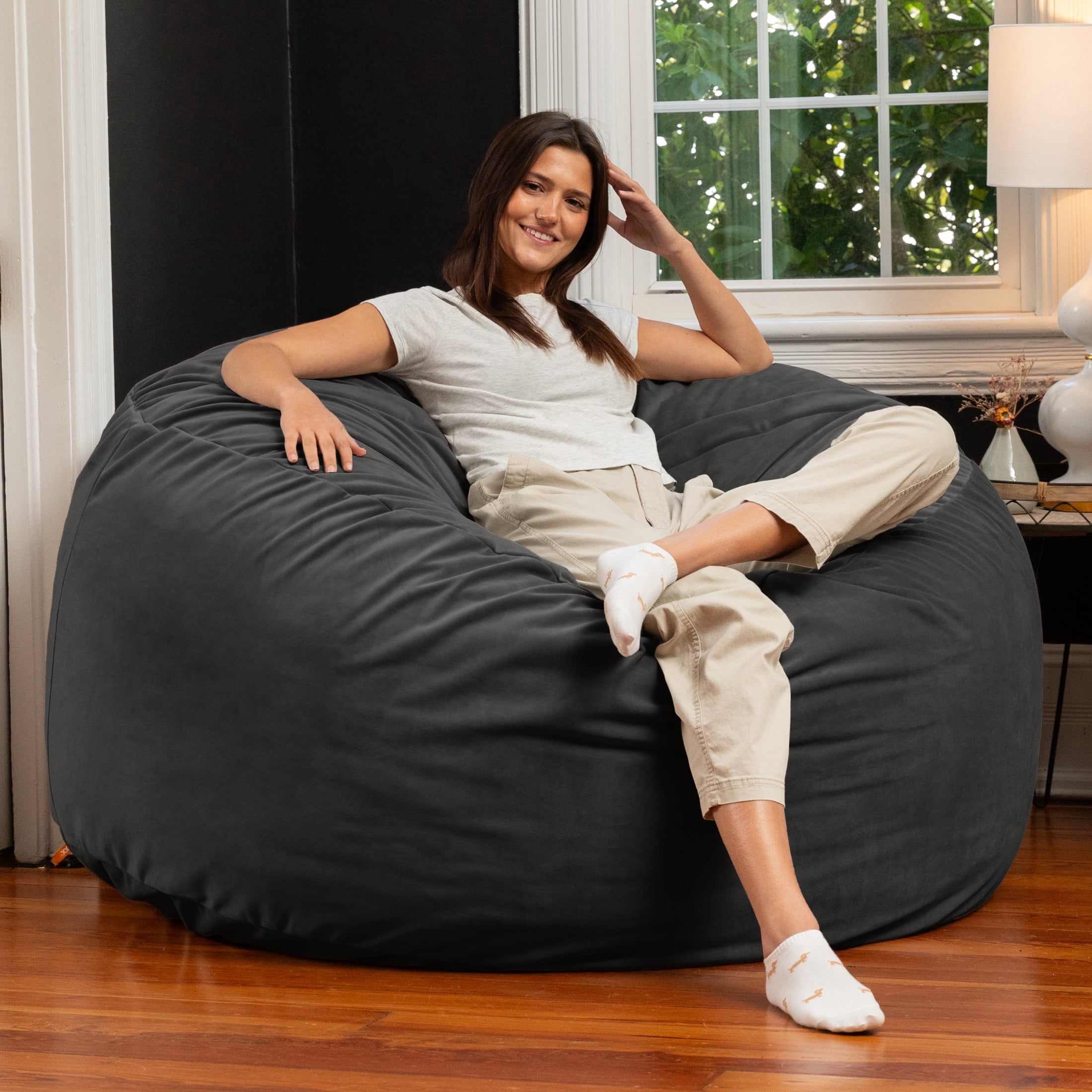Jaxx 7 ft Giant Bean Bag Sofa, Dark Denim - Walmart.com