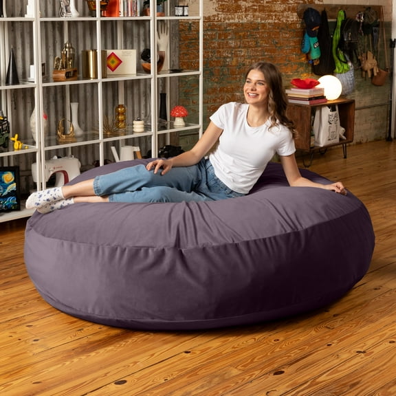 Jaxx 6 Foot Cocoon - Giant Bean Bag Chair for Adults & Bean Bag Bed - Lush Velvet Purple