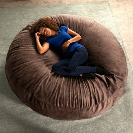 Jaxx 6 Foot Cocoon- Giant Bean Bag for Adults - Padded Microvelvet, Chestnut