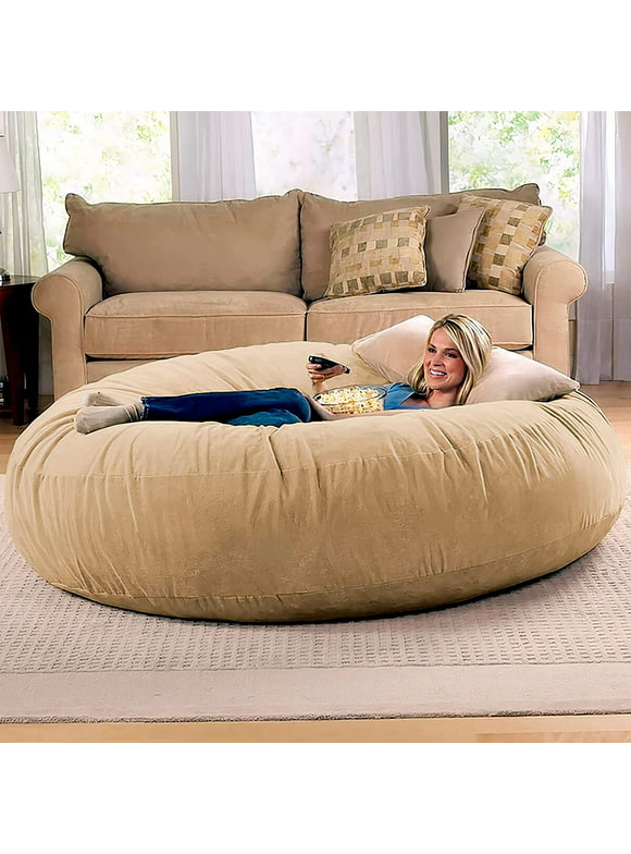 Jaxx 6 Foot Cocoon Large Bean Bag Chair for Adults, Camel