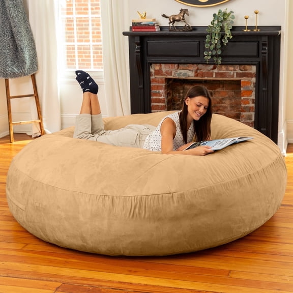 Jaxx 6-Foot Giant Bean Bag Chair, Convertible 2-in-1 Chair & Bed for Adults, Microsuede Camel