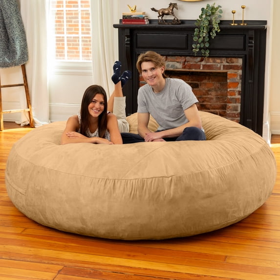 Jaxx 6-Foot Giant Bean Bag Chair, Convertible 2-in-1 Chair & Bed for Adults, Microsuede Camel