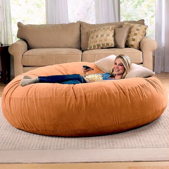 Jaxx 6-Foot Giant Bean Bag Chair, Convertible 2-in-1 Chair & Bed for Adults, Microsuede Mandarin