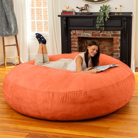 Jaxx 6-Foot Giant Bean Bag Chair, Convertible 2-in-1 Chair & Bed for Adults, Microsuede Mandarin