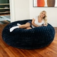 thumbnail image 1 of Jaxx 6 Foot Cocoon - Large Bean Bag Chair for Adults, Premium Luxe Faux Fur - Mondo Midnight Blue, 1 of 5