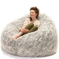 thumbnail image 1 of Jaxx 6 Foot Cocoon - Large Bean Bag Chair for Adults, Premium Luxe Faux Fur - Silver Fox, 1 of 8