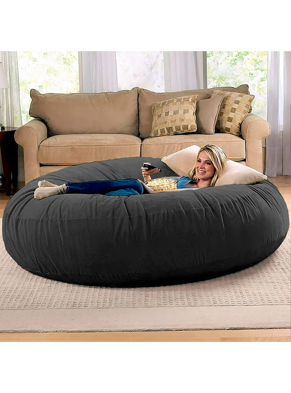 Jaxx 6 Foot Cocoon Large Bean Bag Chairs for Adults, Black