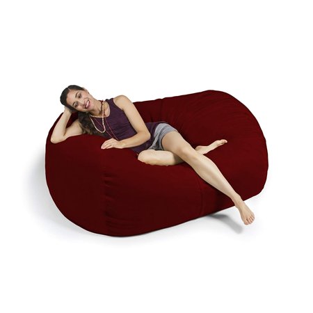 Jaxx  5.5 Foot Lounger Bean Bag Loveseat For Adults - Microsuede Cinnabar