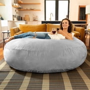 Jaxx 6-Foot Giant Bean Bag Chair, Convertible 2-in-1 Chair & Bed for Adults, Microsuede Platinum