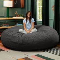Jaxx 7 Foot Cocoon - Giant Bean Bag Chair for Adults & Bean Bag Bed - Lush Velvet Black
