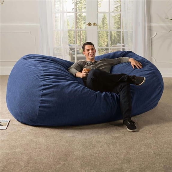 Jaxx 17583243 7 ft. Giant Bean Bag Sofa, Premium Chenille - Navy Blue
