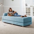 thumbnail image 1 of Jaxx Alon Daybed - Fold-Out Sleeper Chaise with Premium Memory Foam Queen-Size Mattress - Made in the USA, Turquoise, 1 of 7
