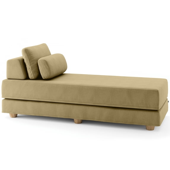Jaxx Balshan Cushioned Micro-velvet Convertible Chaise Lounge Daybed Camel
