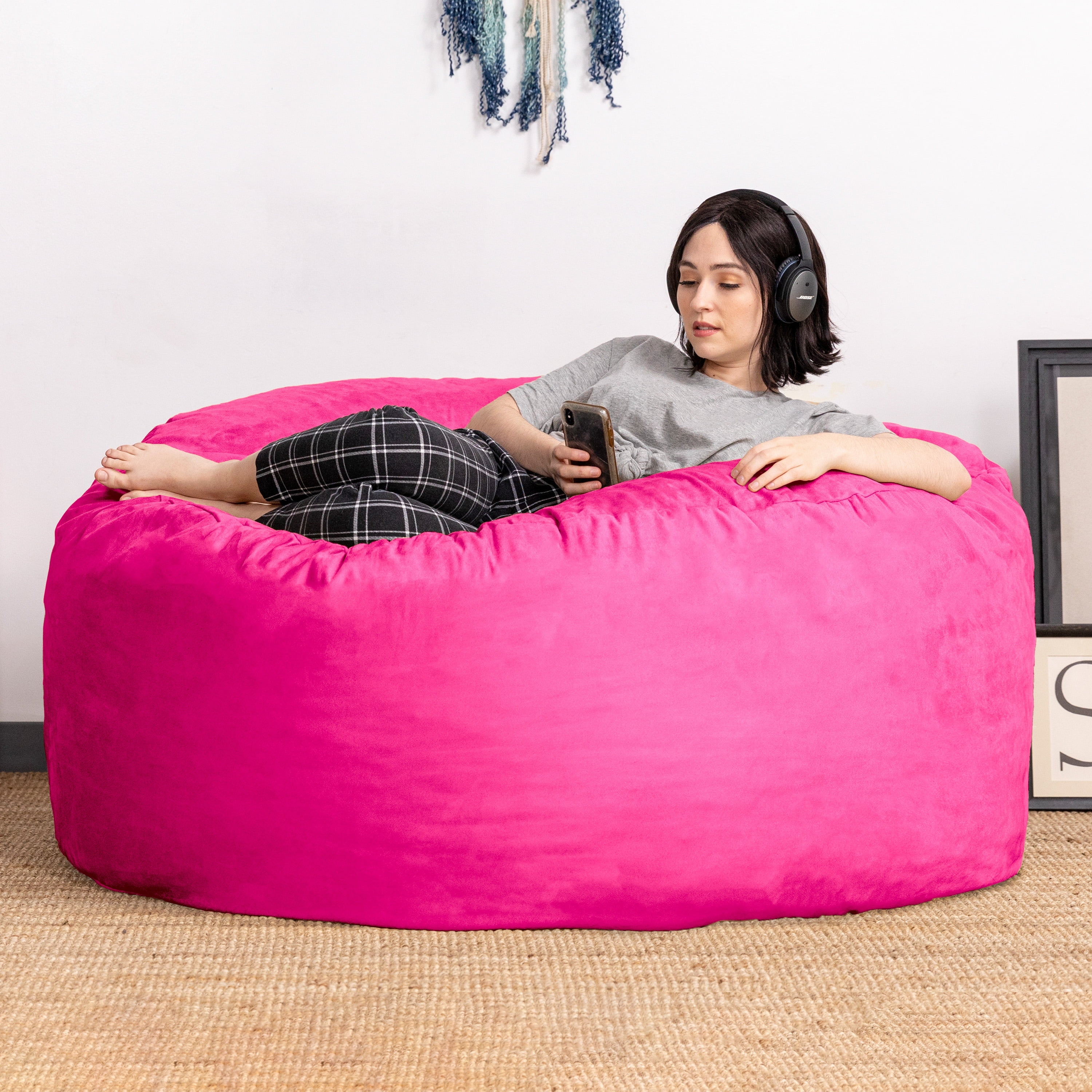 Jaxx Bean Bags Jaxx 5-ft. Giant Bean Bag Chair Hot Pink - Walmart.com
