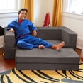 thumbnail image 1 of Jaxx Zipline Kids Sofa & Large Ottoman, 3 in 1 Fold Out Sofa, Big Kids Edition, Charcoal, 1 of 10