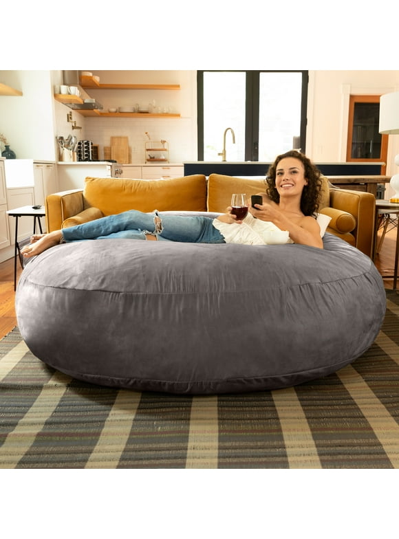 Jaxx Bean Bags Jaxx Cocoon 6 Ft Giant Bean Bag Sofa and Lounger for Adults, Microsuede Charcoal