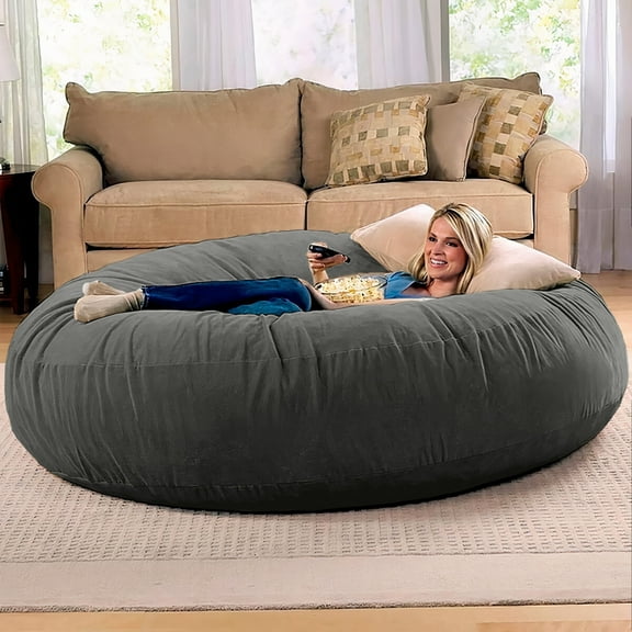 Jaxx 6-Foot Giant Bean Bag Chair, Convertible 2-in-1 Chair & Bed for Adults,  Microsuede Charcoal
