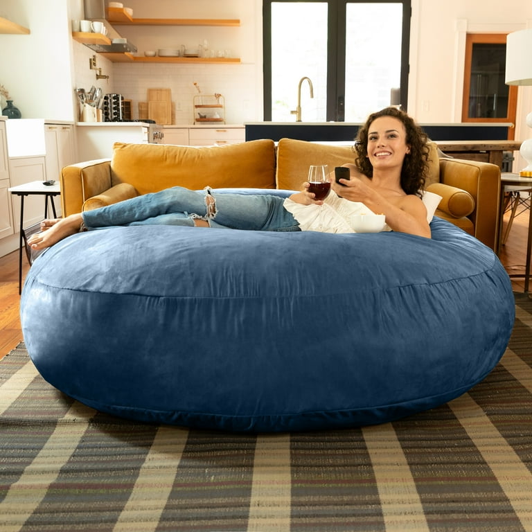 Jaxx Bean Bags Jaxx Cocoon 6 Ft Giant Bean Bag Sofa and Lounger for Adults Microsuede Navy