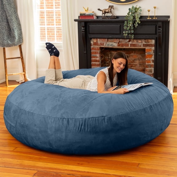 Jaxx 6-Foot Giant Bean Bag Chair, Convertible 2-in-1 Chair & Bed for Adults, Microsuede Navy