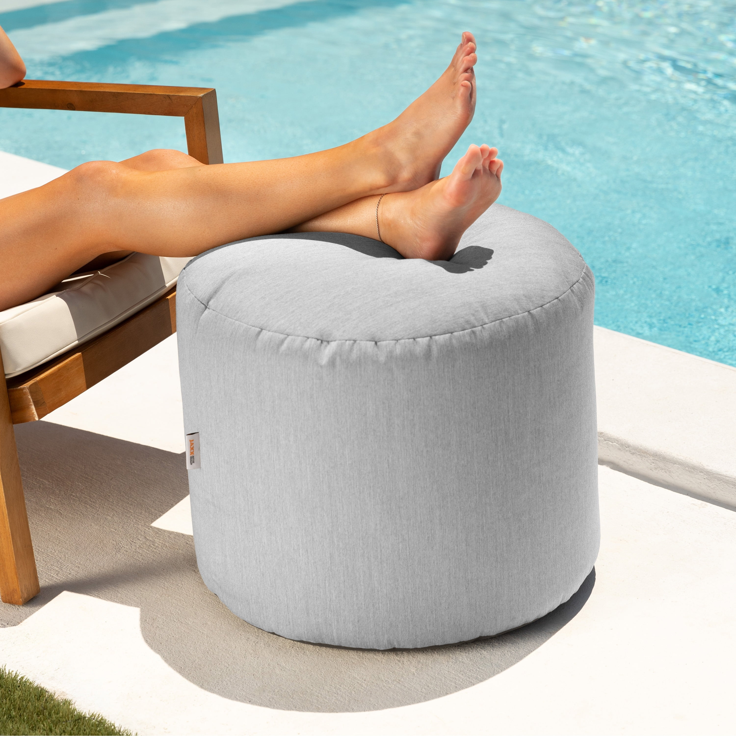 Granite Gray Climate Resistant Outdoor Accent Pouf Ottoman