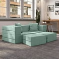 thumbnail image 1 of Jaxx Zipline Convertible Sleeper Loveseat & Ottomans, Textured Microvelvet - Dove Grey, 1 of 7