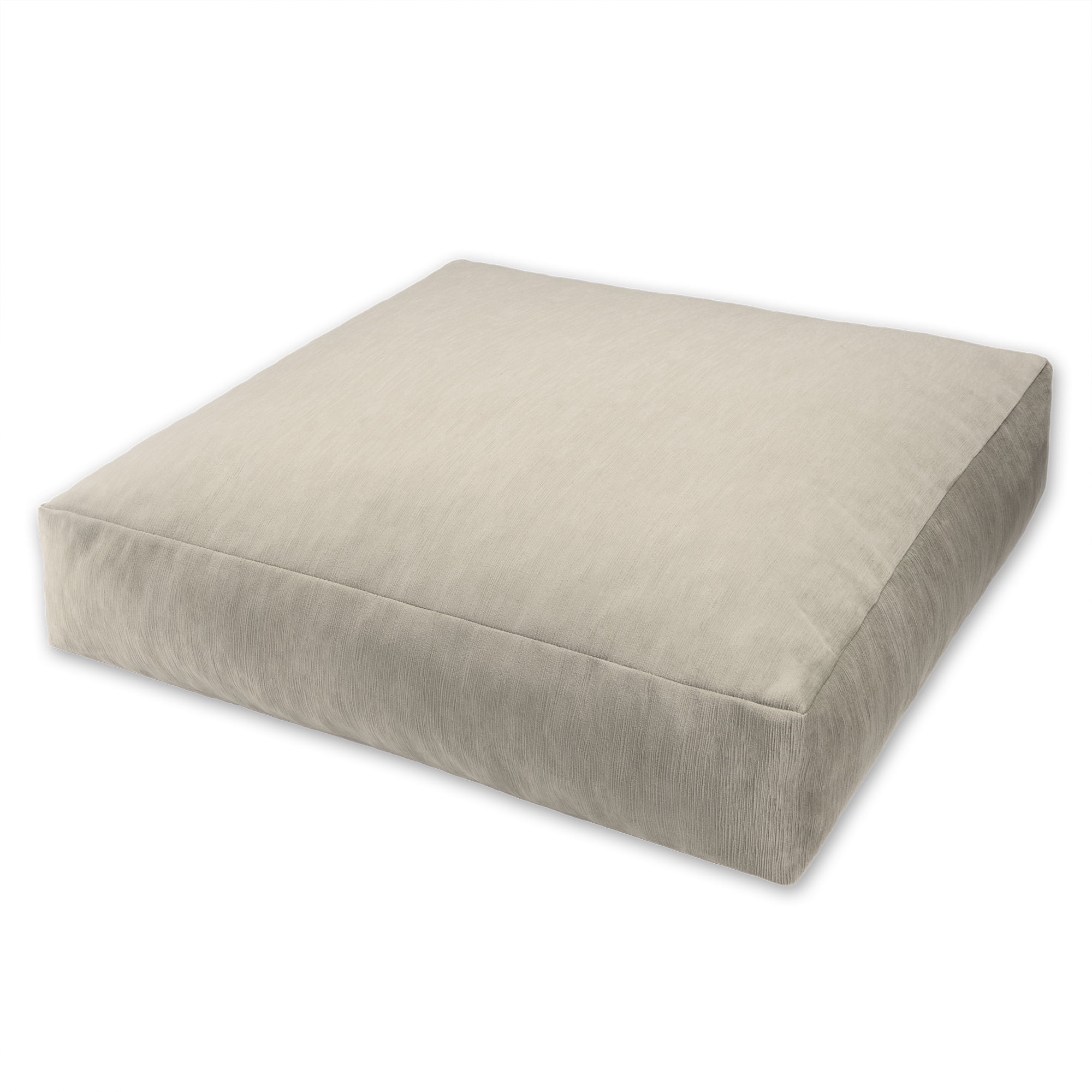Ivory Microvelvet Square Floor Pillow with High-Density Foam