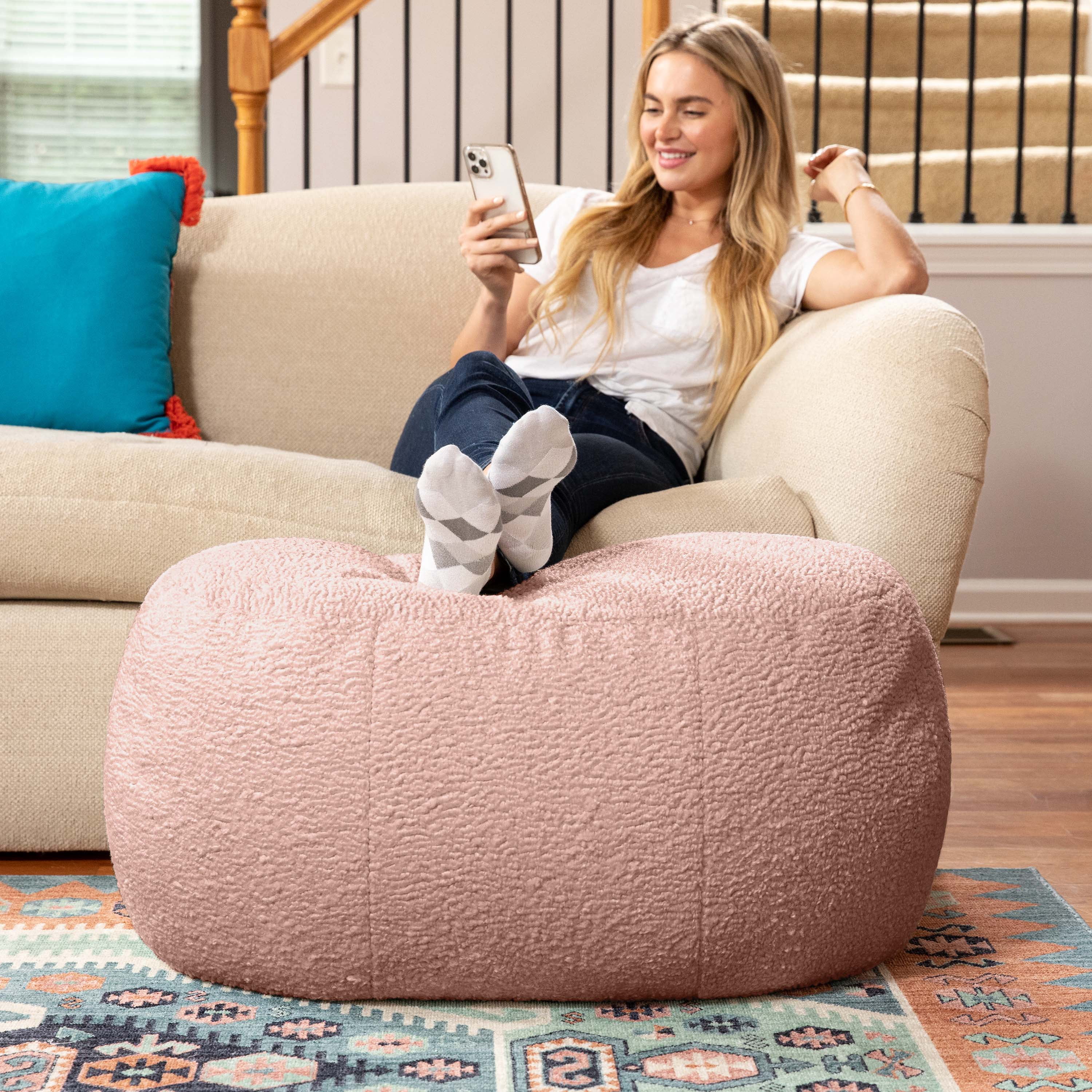 海外輸入、激レア】CASALIS Slumber Pouf ピンク Jaxx-Ellis-Ottoman-Shearling-